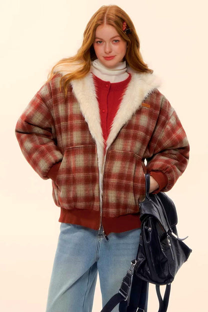 First Snow Plaid Reversible Coat