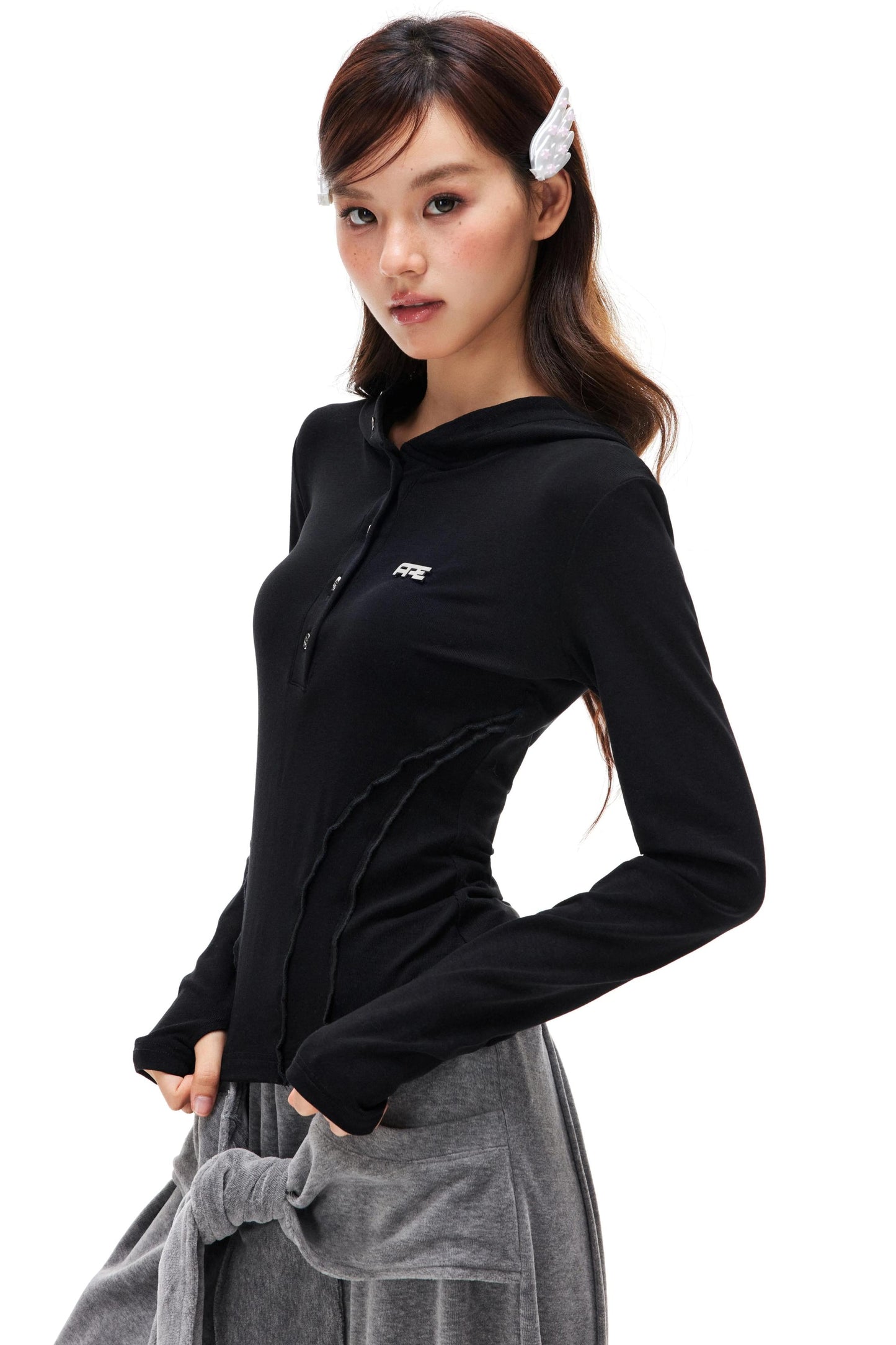 Lyocell Tencel Slim Hooded Top