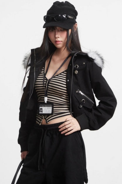 Retro Light Green Hooded Jacket