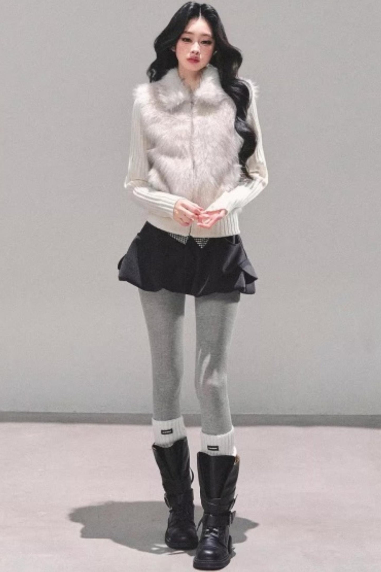 Soft Landing Fur Knit Jacket