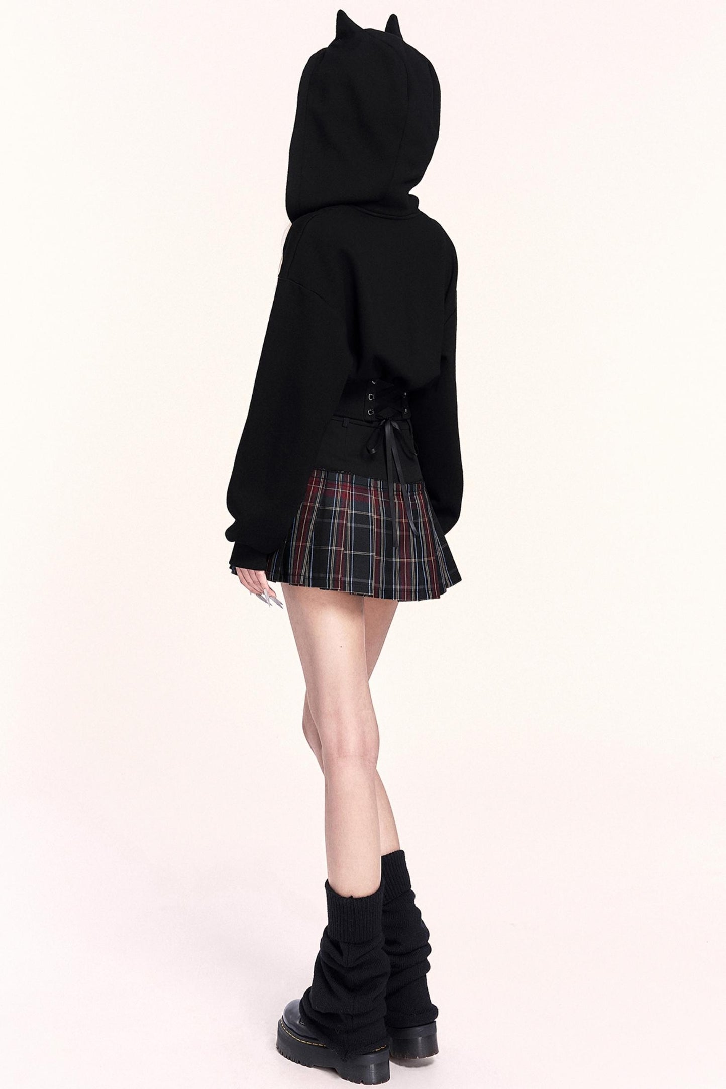 Plaid Patchwork Pleated Skirt