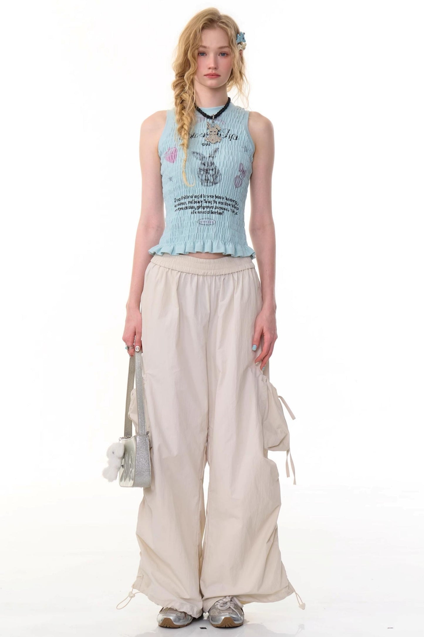 Rabbit Print Wrap Top