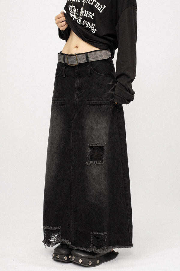 Autumn Spice Girl Denim Skirt