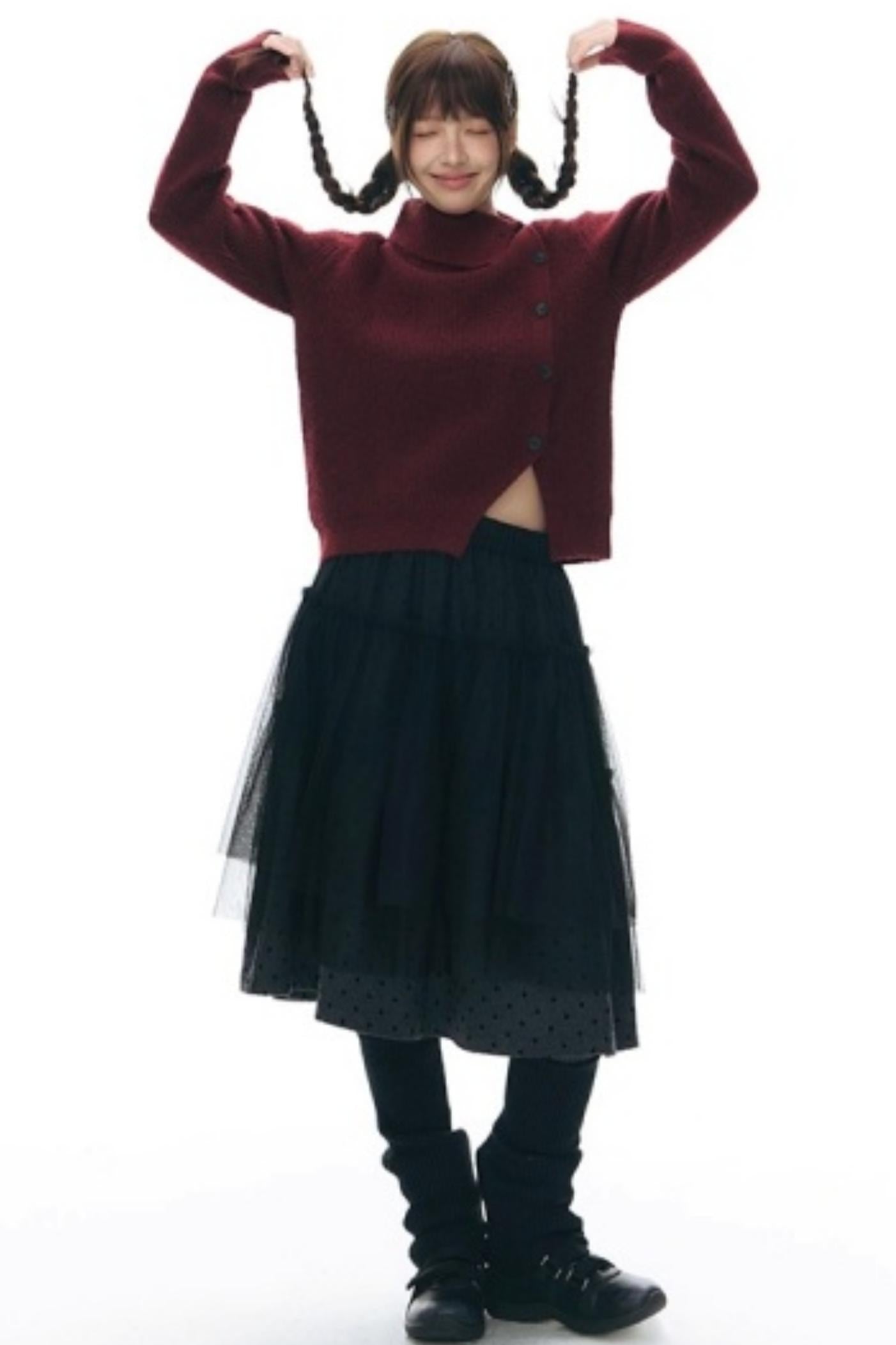 Asymmetrical Vintage Red Sweater