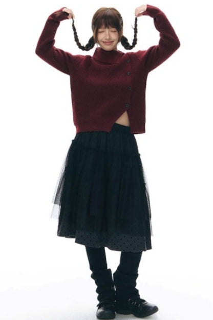 Asymmetrical Vintage Red Sweater