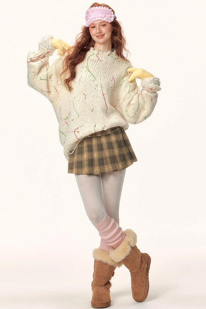 Irregular Color-Block Knit Sweater