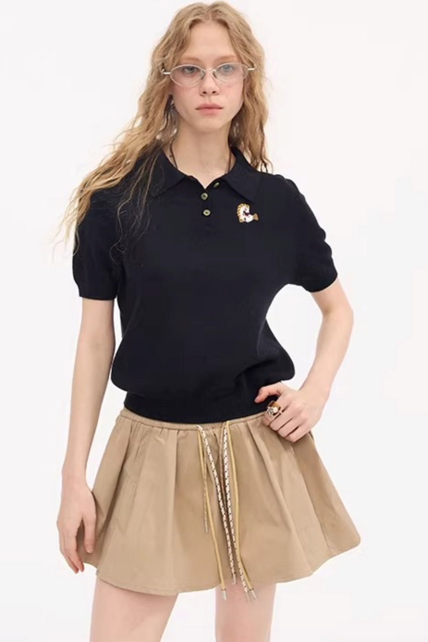 Elastic Tie-Up Puffy Skirt