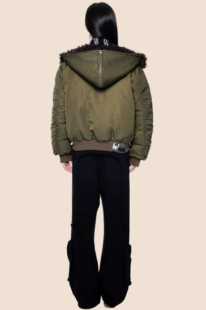 Furry Hooded Patchwork Jacket