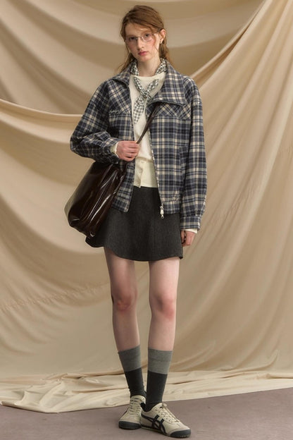 High Waist Gray  A-Line Skirt