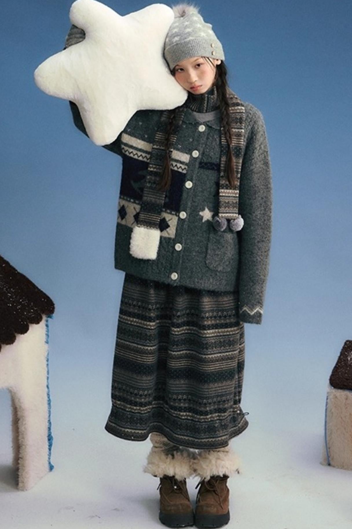 Doll Collar Knitted Cardigan