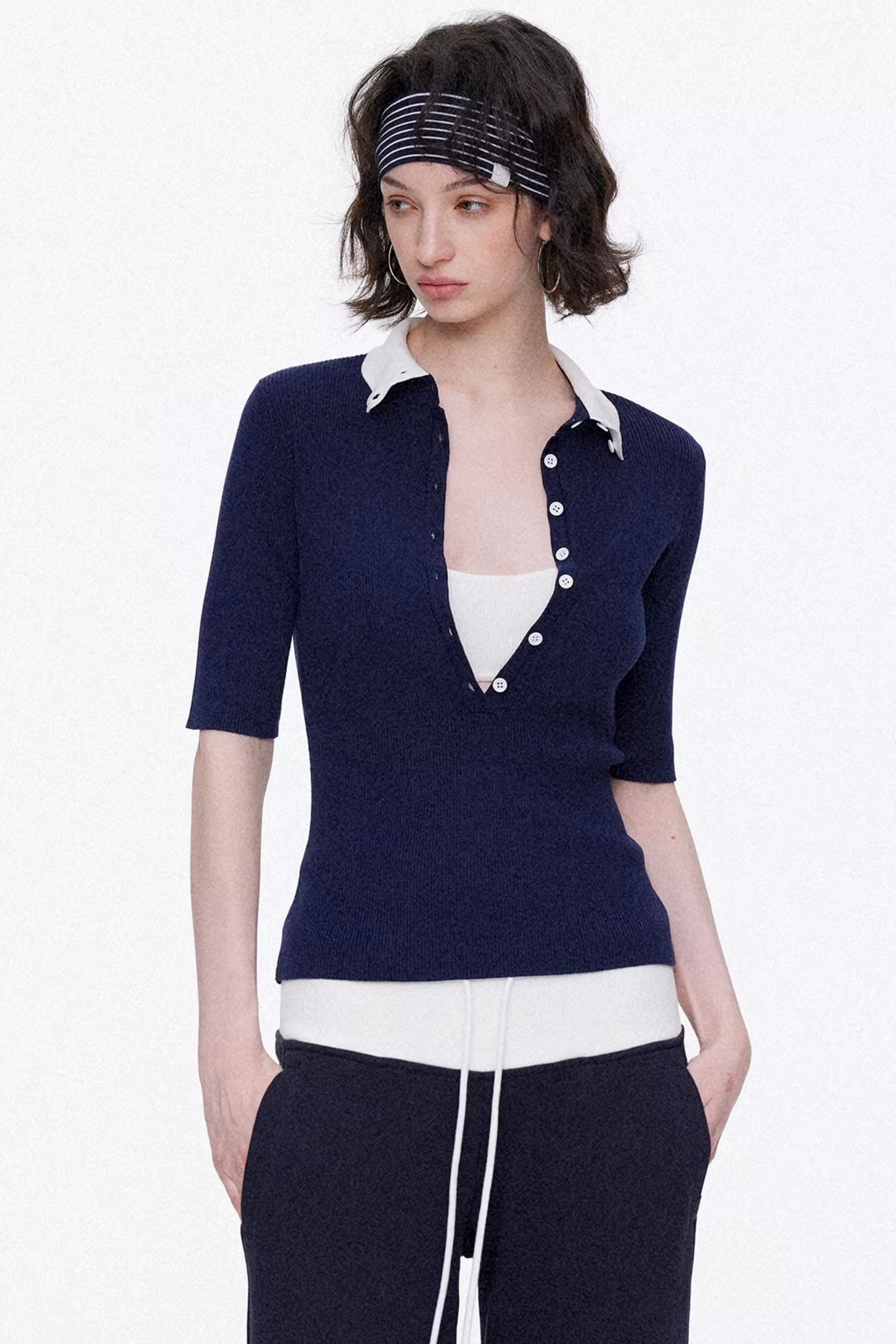 Lyocell Color-Blocked Knit Top