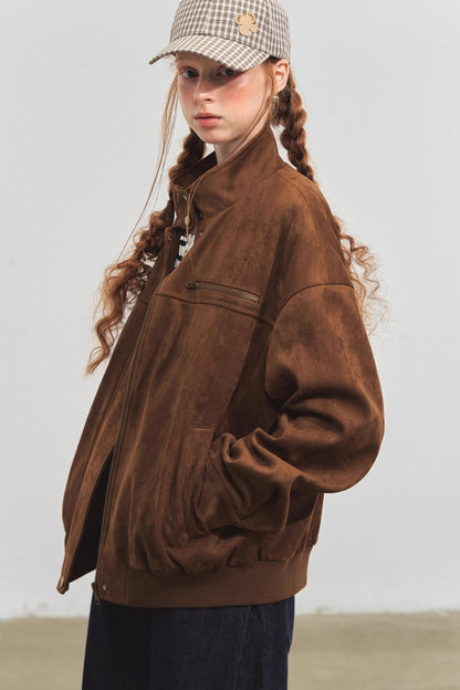 Lapel Suede Silhouette Jacket