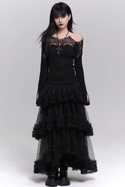 Ghostly Black Off-Shoulder Top