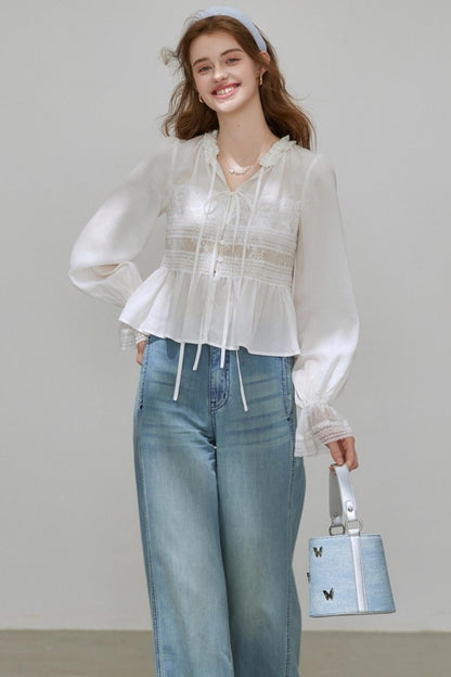 Autumn V-Neck Tencel Shirt