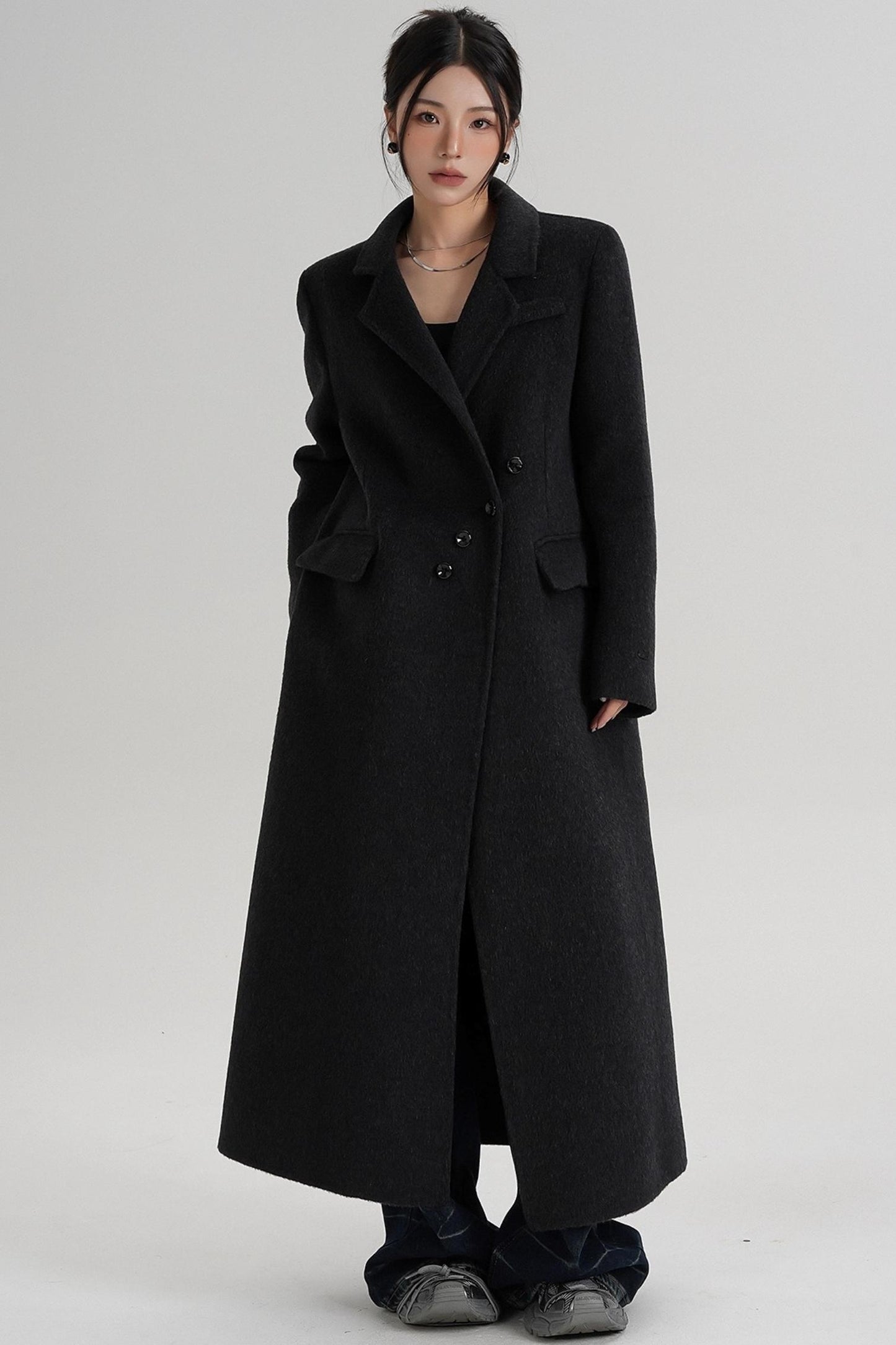 Reversible Long Shoulder Wool Coat