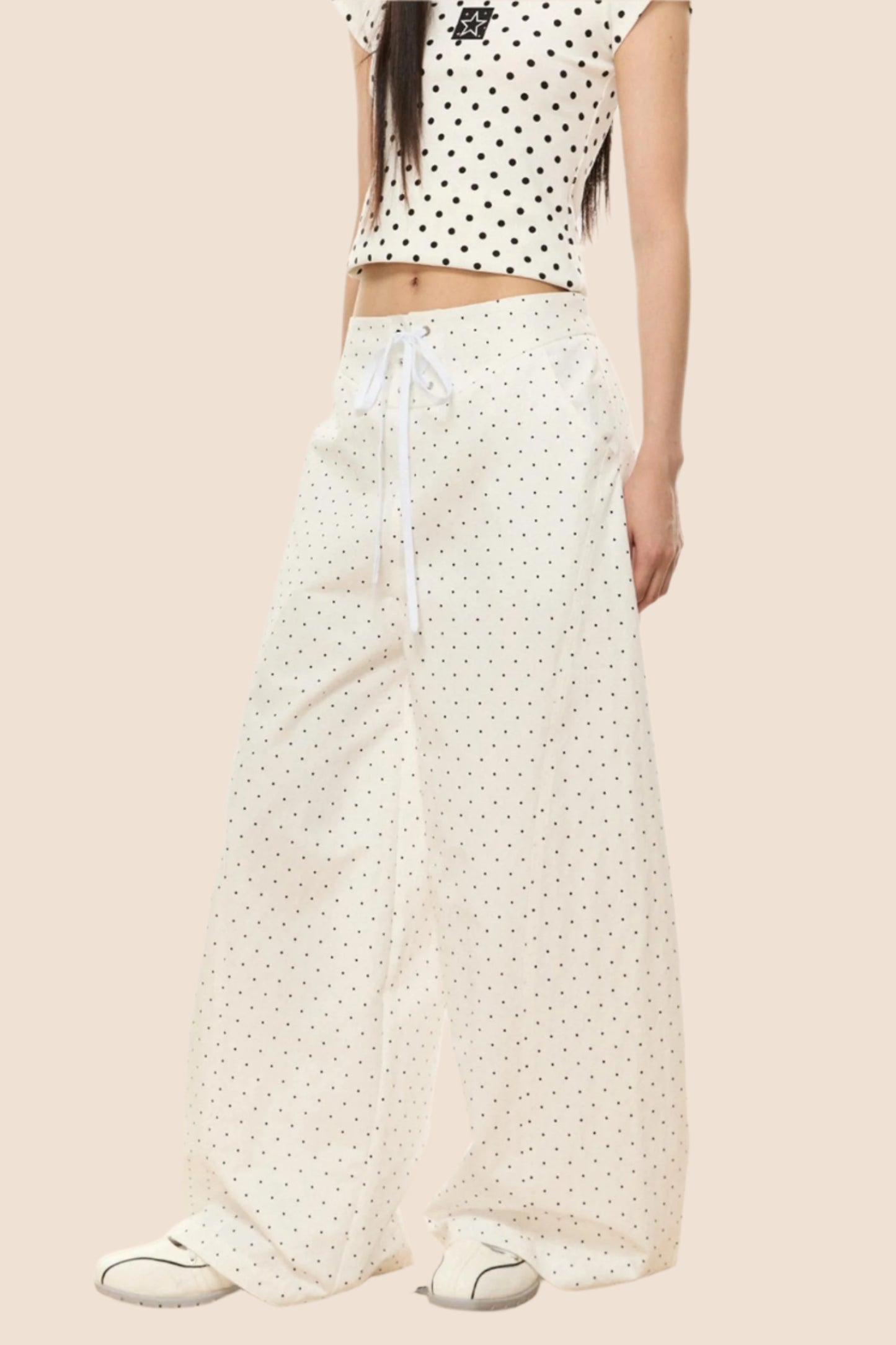 Polka Dot Wide-Leg Pants