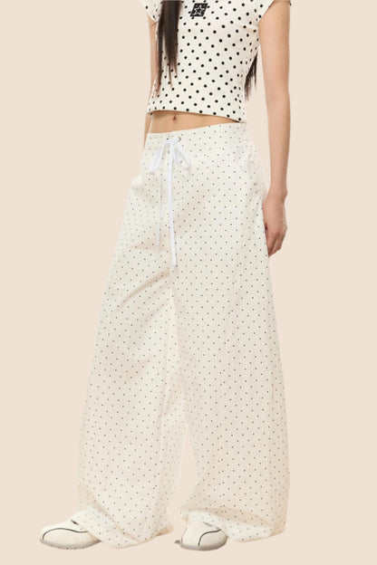 Polka Dot Wide-Leg Pants