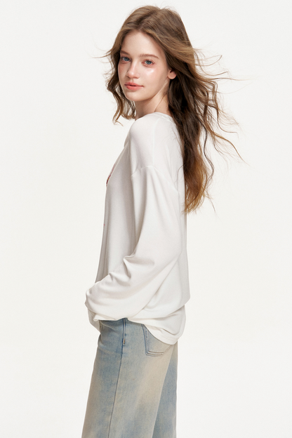 Hand-Painted Wool Flower Top