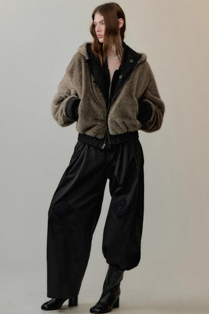 Two-Tone Velvet Suede Sweatshirt