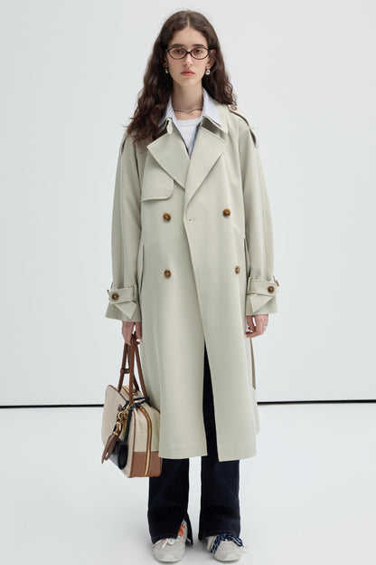 VEGA CHANG Trenchcoat Damen Midi Länge Frühjahr und Herbst 2024 neue Fälschung zwei hochwertige britische Stil Mäntel