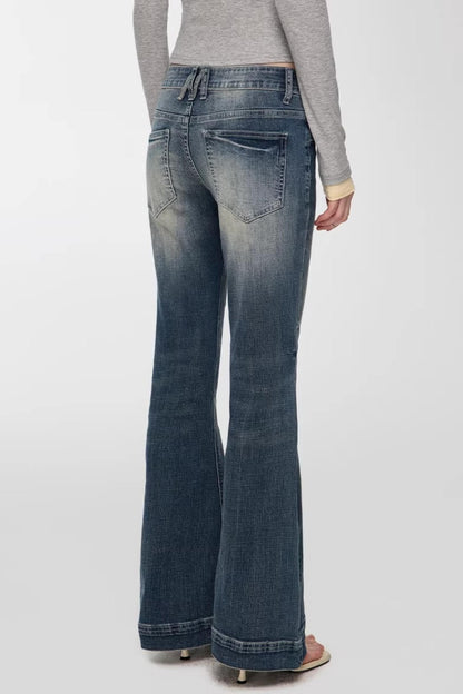 Retro Washed Flared Denim Pants