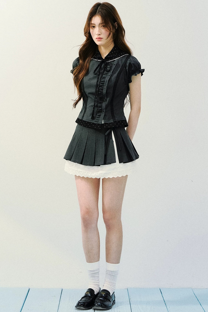 Striped Patchwork Blouse Set-Up
