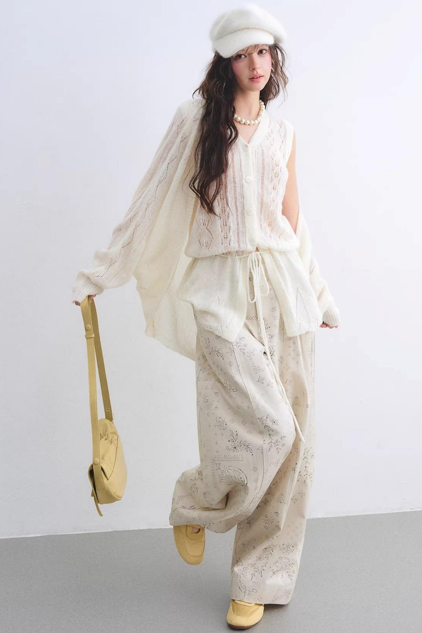 Mohair Purple Cut-Out Cardigan Set-Up