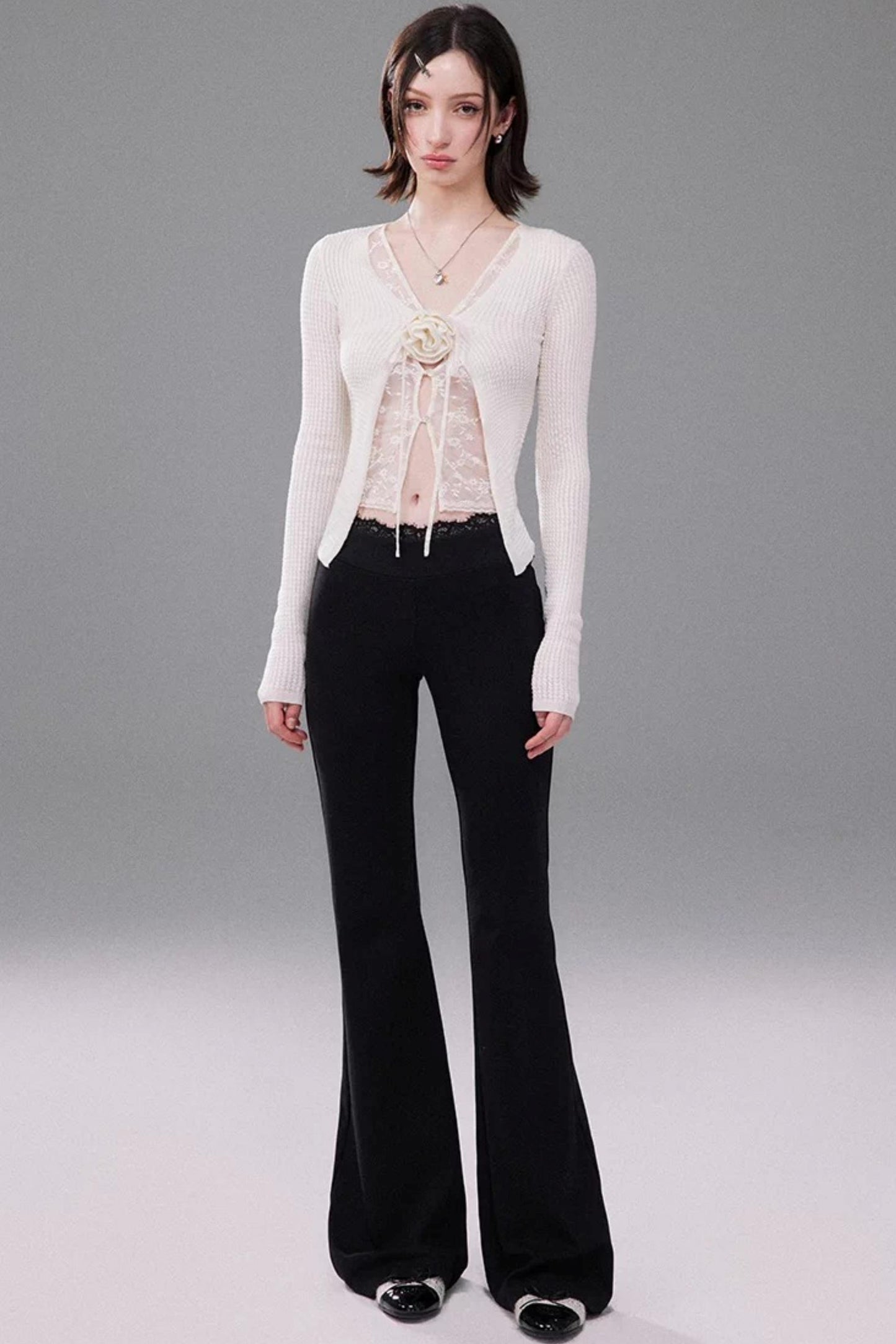 Lace Knit Two-Piece Top