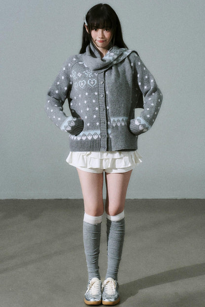 Fair Isle Wool Cardigan Top