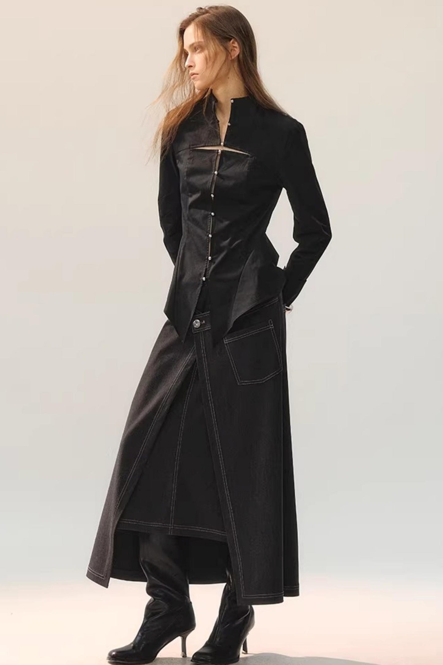 Contrasting Layered Half Skirt