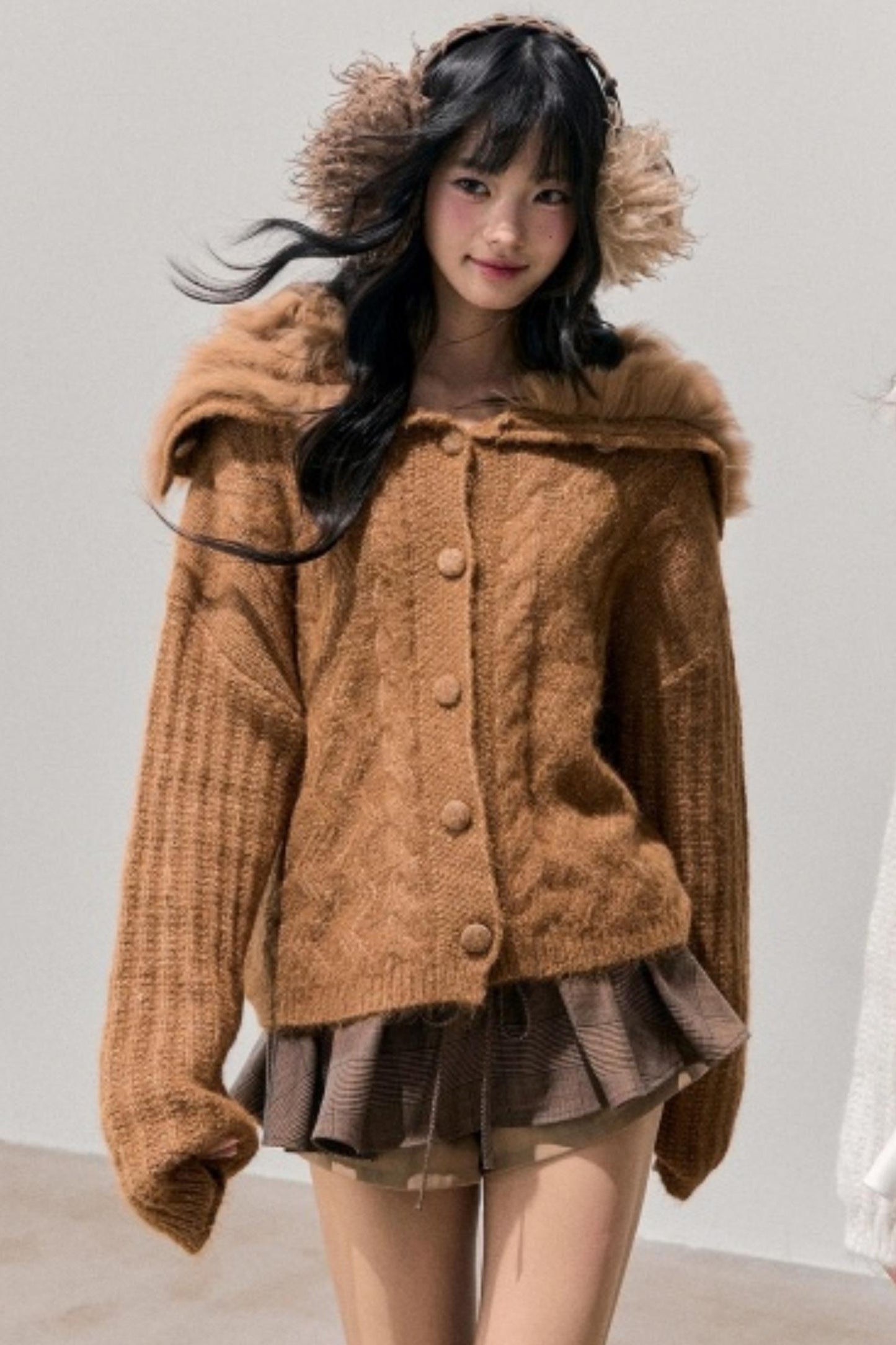 Fox Fur Knit Cardigan