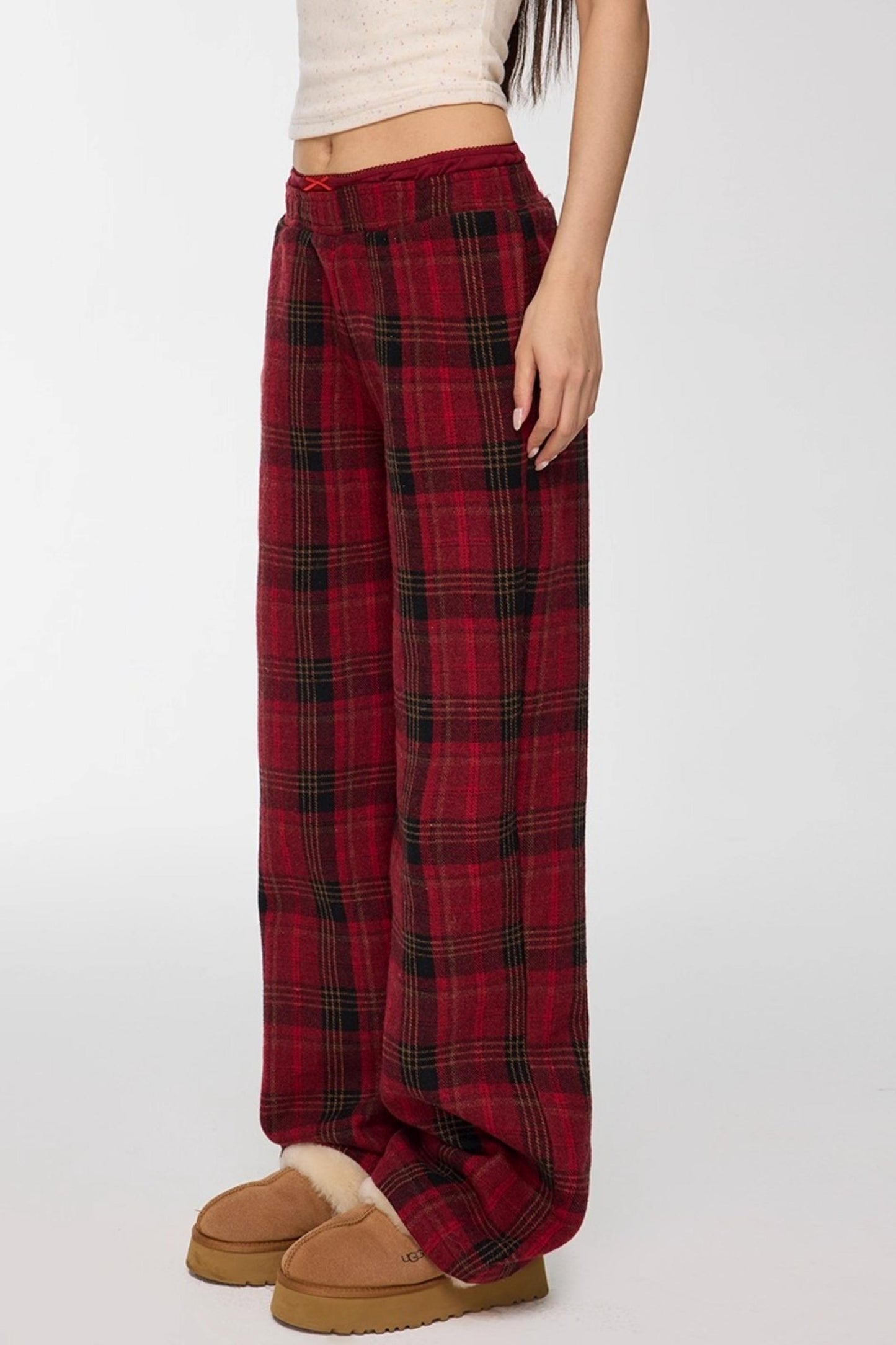 Red Winter Casual Pants