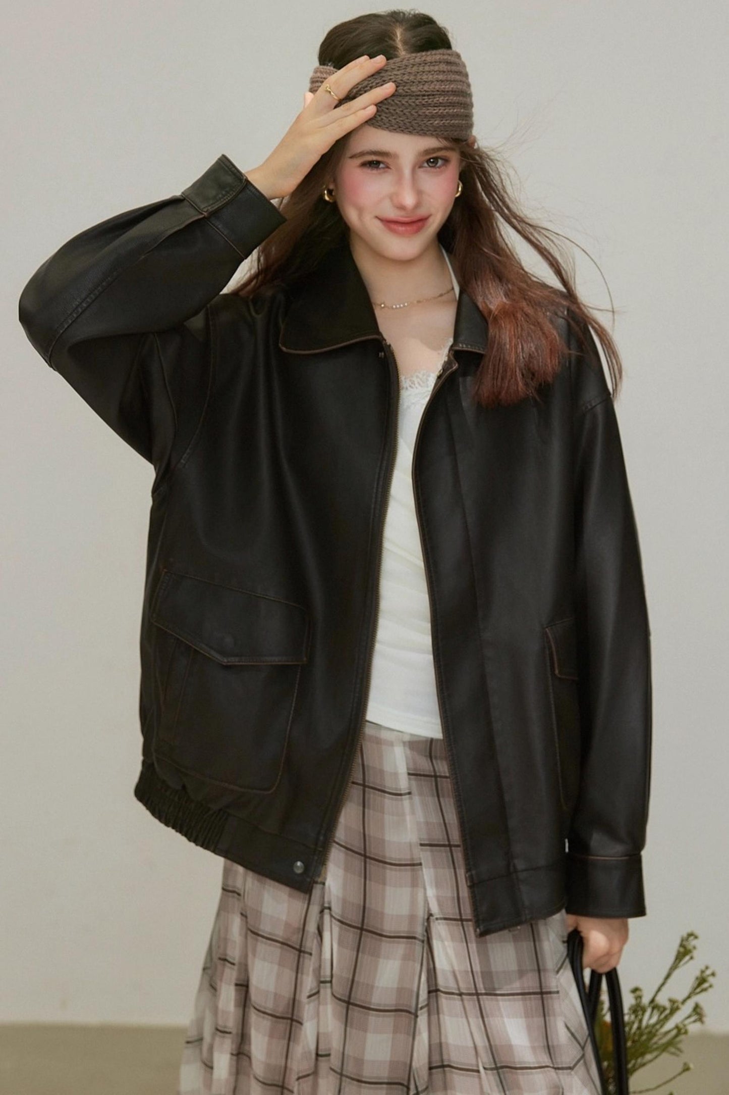 Back Brown Leather Jacket