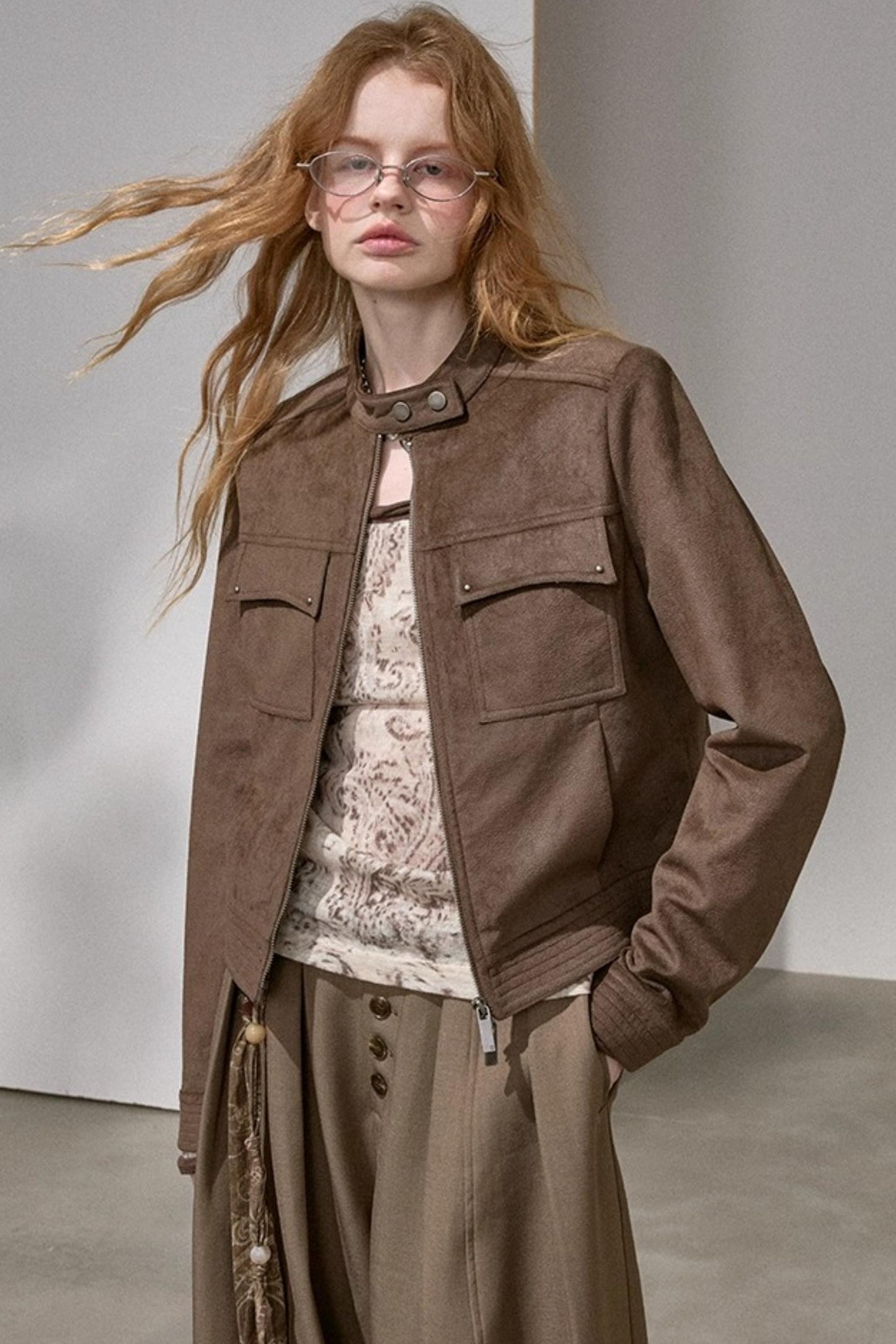 Suede Tailored Short Jacket