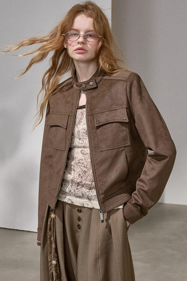 Suede Tailored Short Jacket