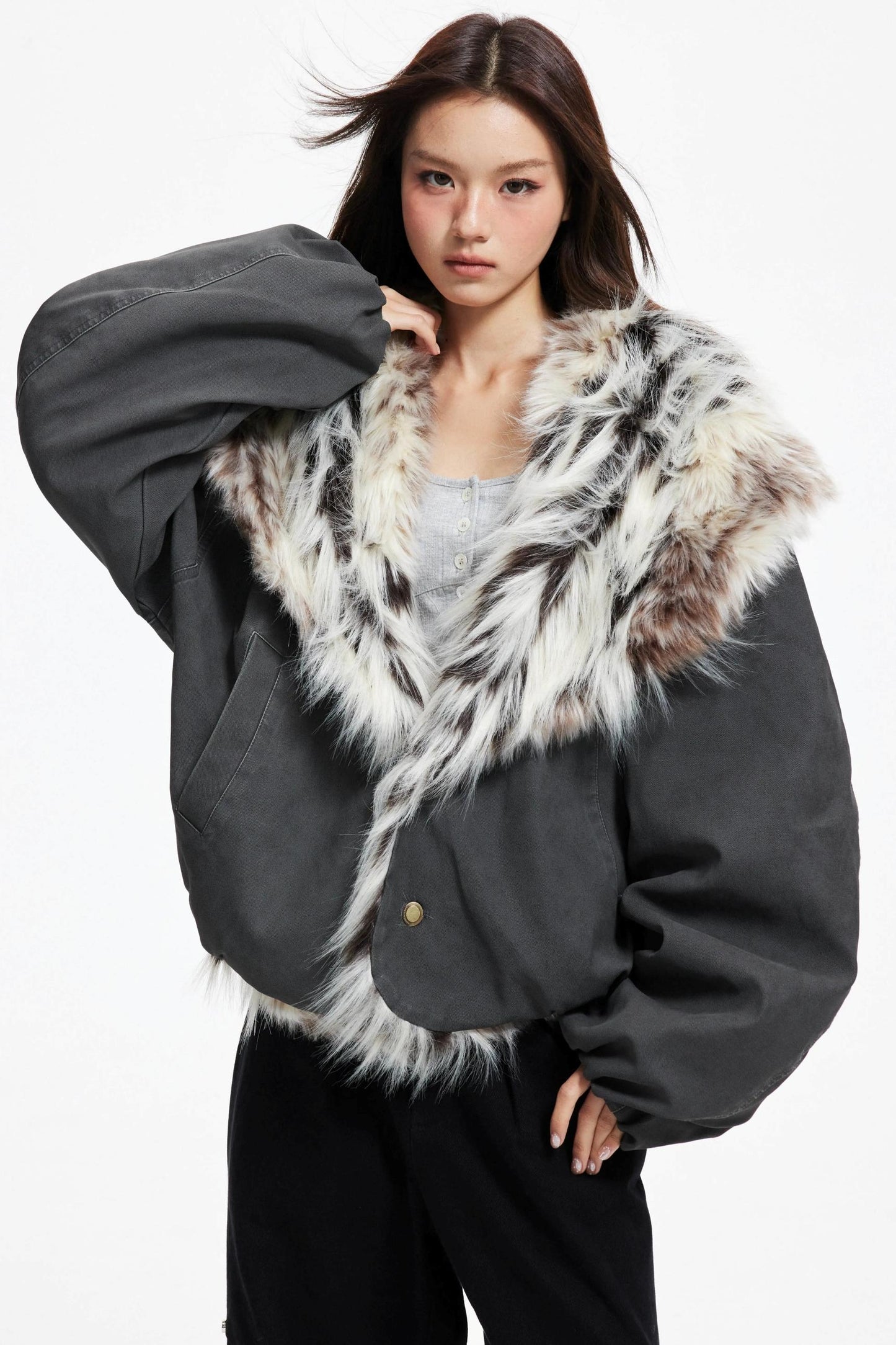 Winter Luxe Fur Collar Jacket