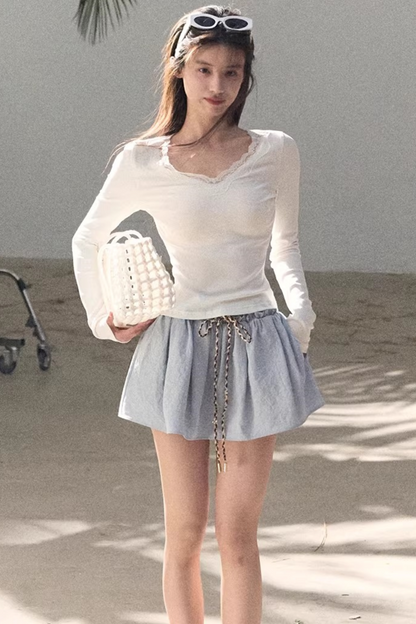 Lace V-Neck Slim-Fit Top