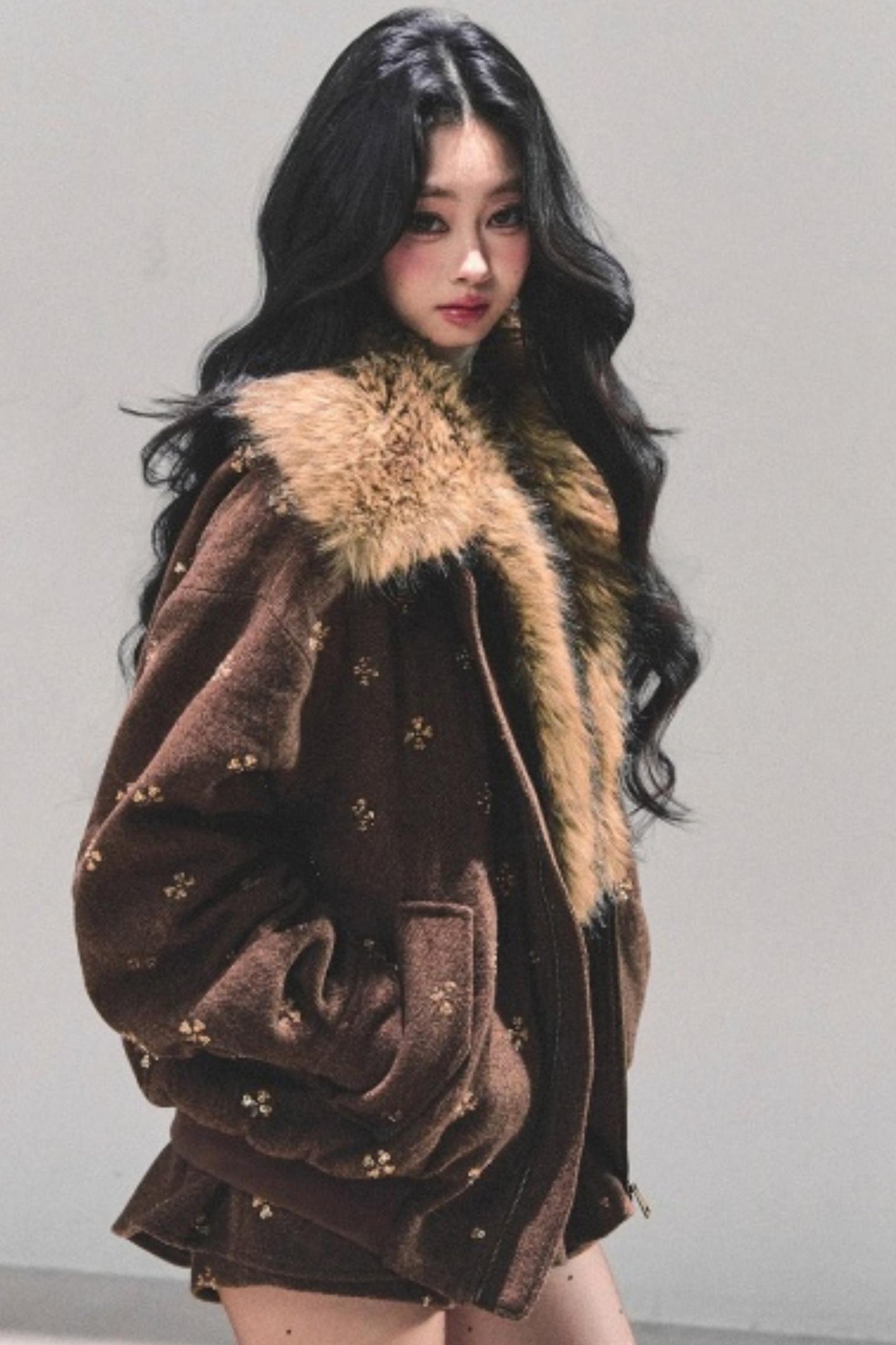 Maillard Wool Jacket With Skirt Set-Up