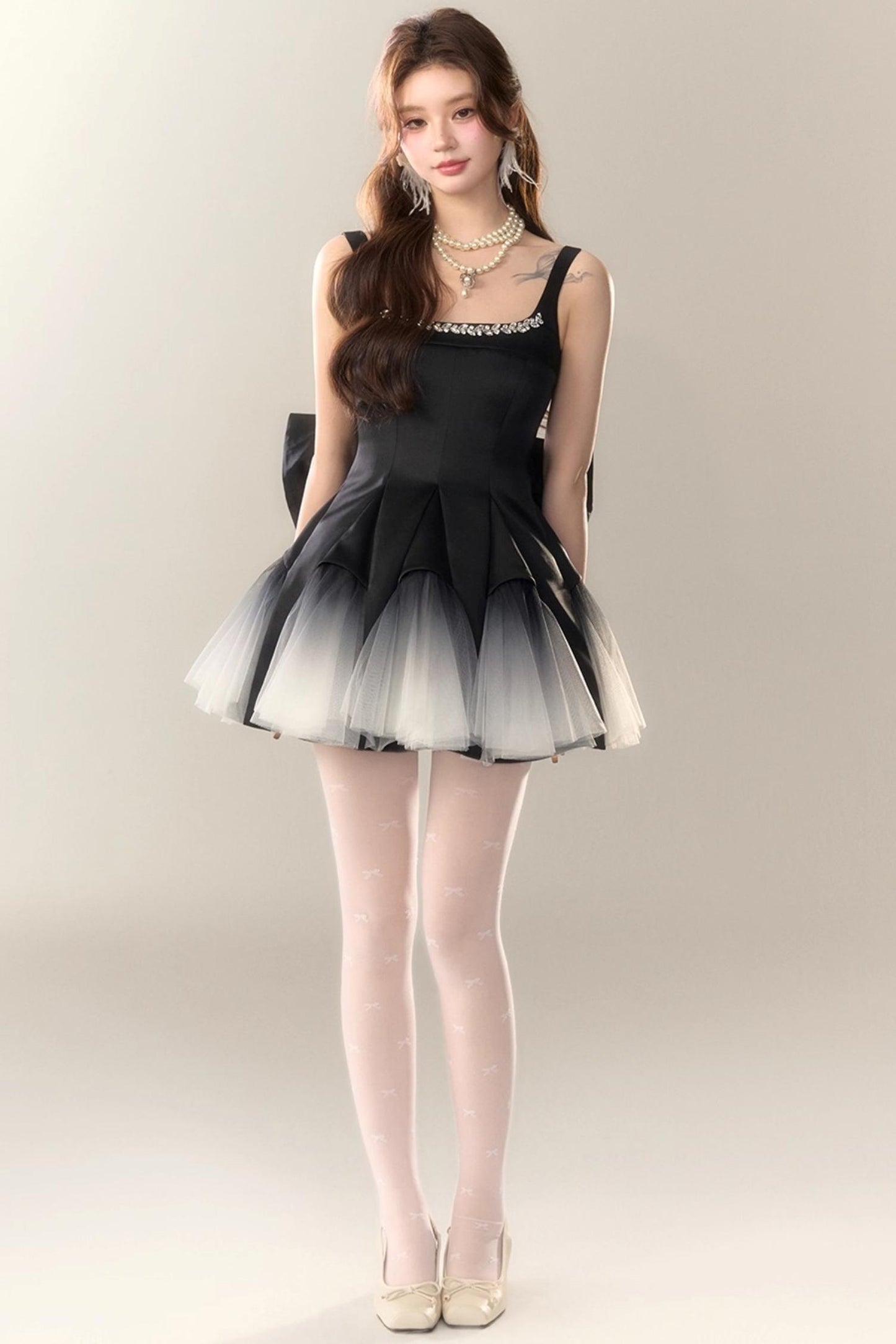 Swan Dance Mesh Panelled Slip Dress