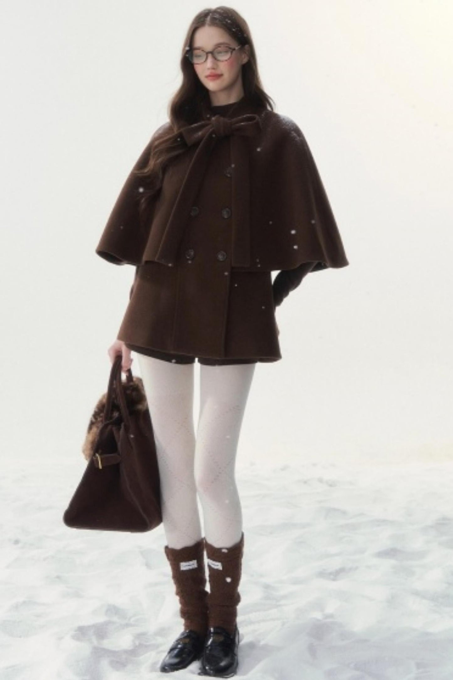 Cocoa Double-Breasted Cape Coat