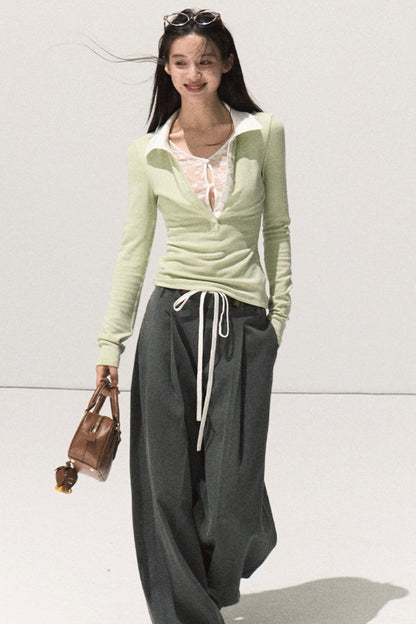 Linear Drape Slacks Pants