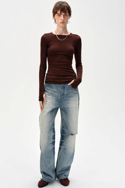 Versatile Knitted Striped Wool Base Shirt