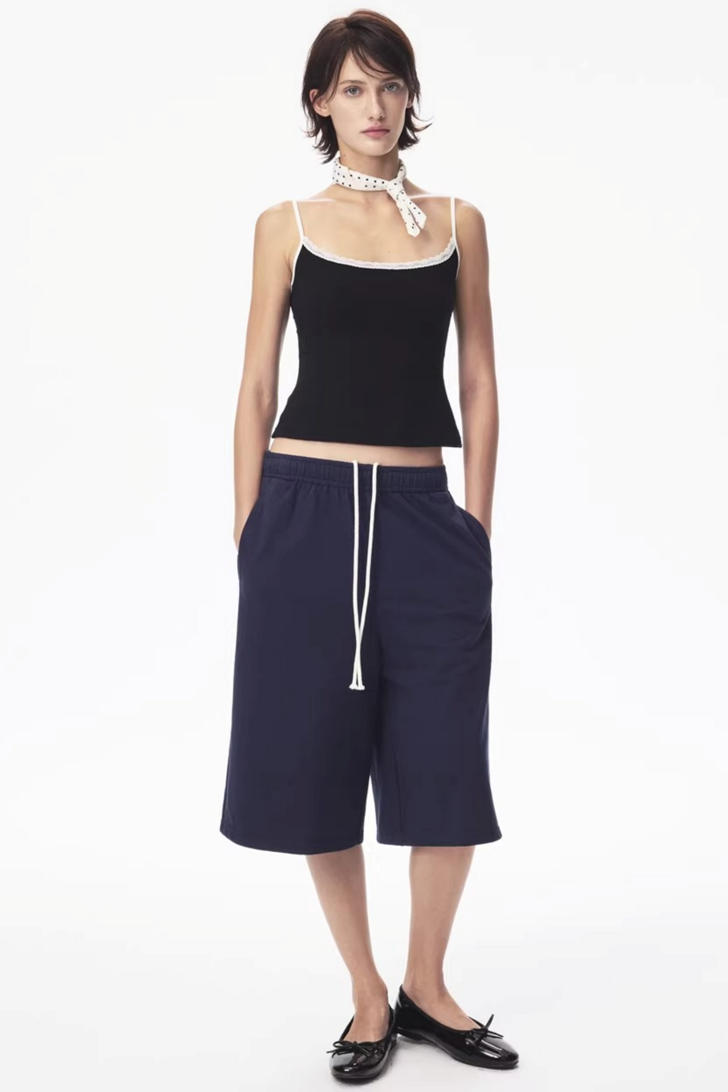 White Polka Dot Silk Scarf