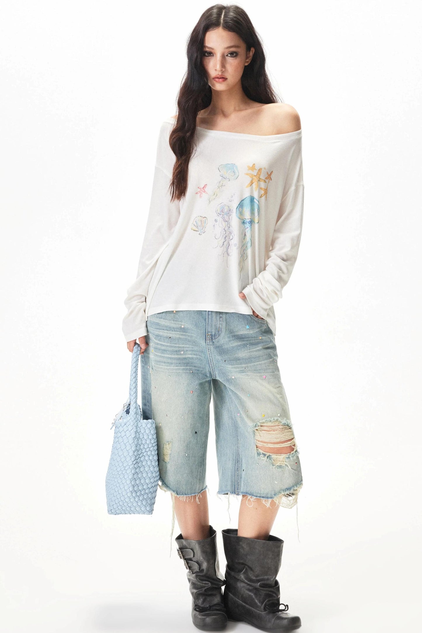 Retro Ripped Denim Shorts