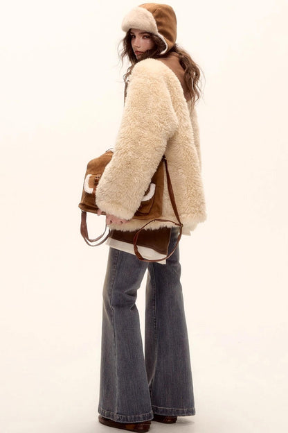 Hooded Fur Patchwork Jacket