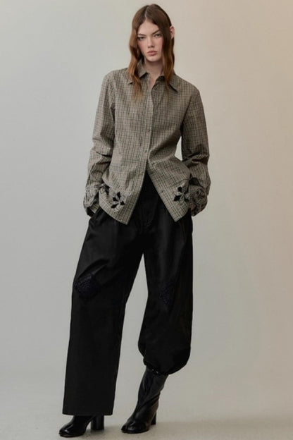 Lace Floral Embroidery Shirt Set-Up