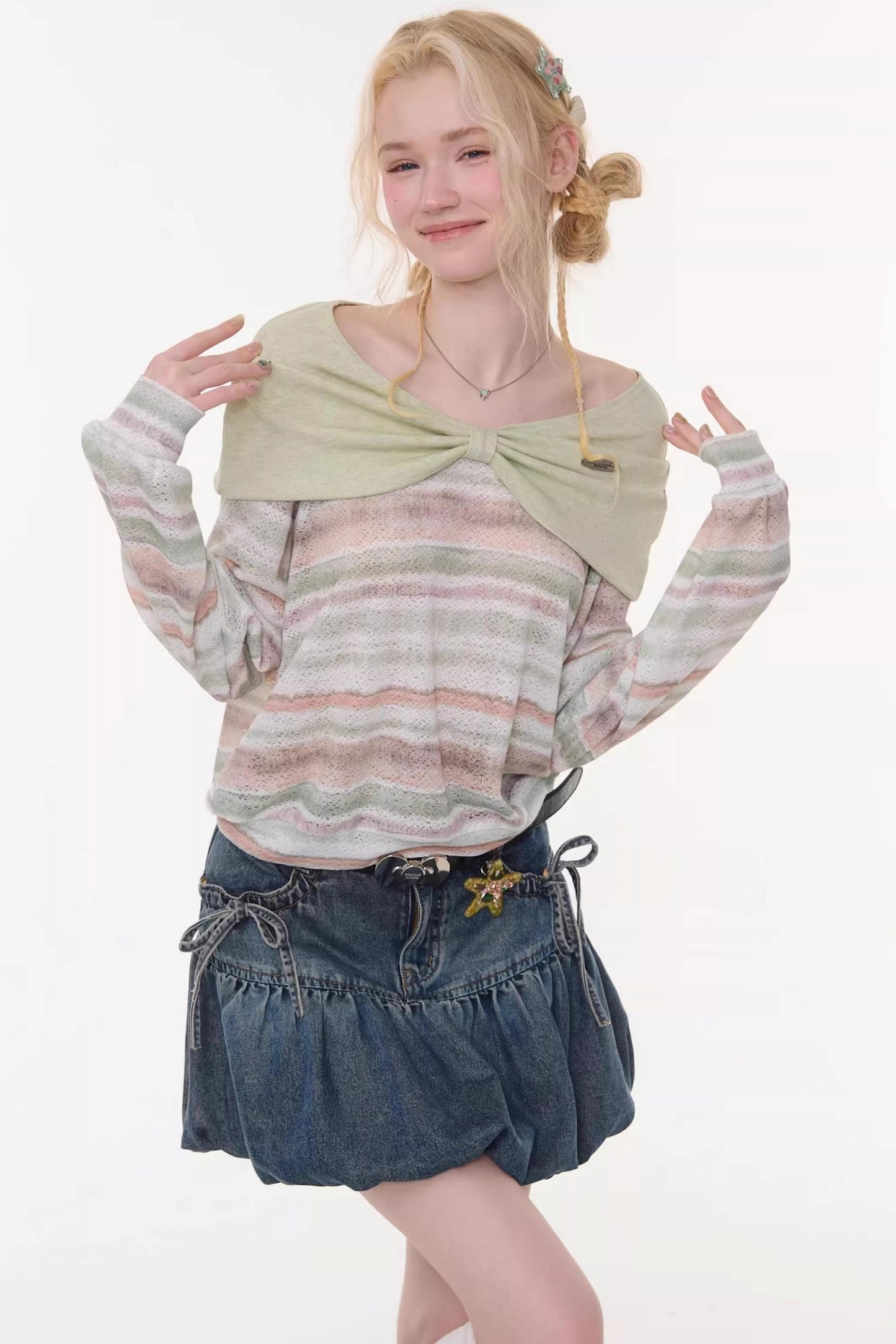 Spring Mist Striped Knit Top