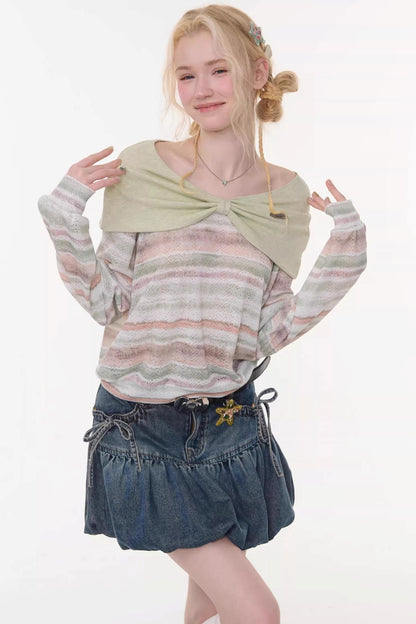 Spring Mist Striped Knit Top