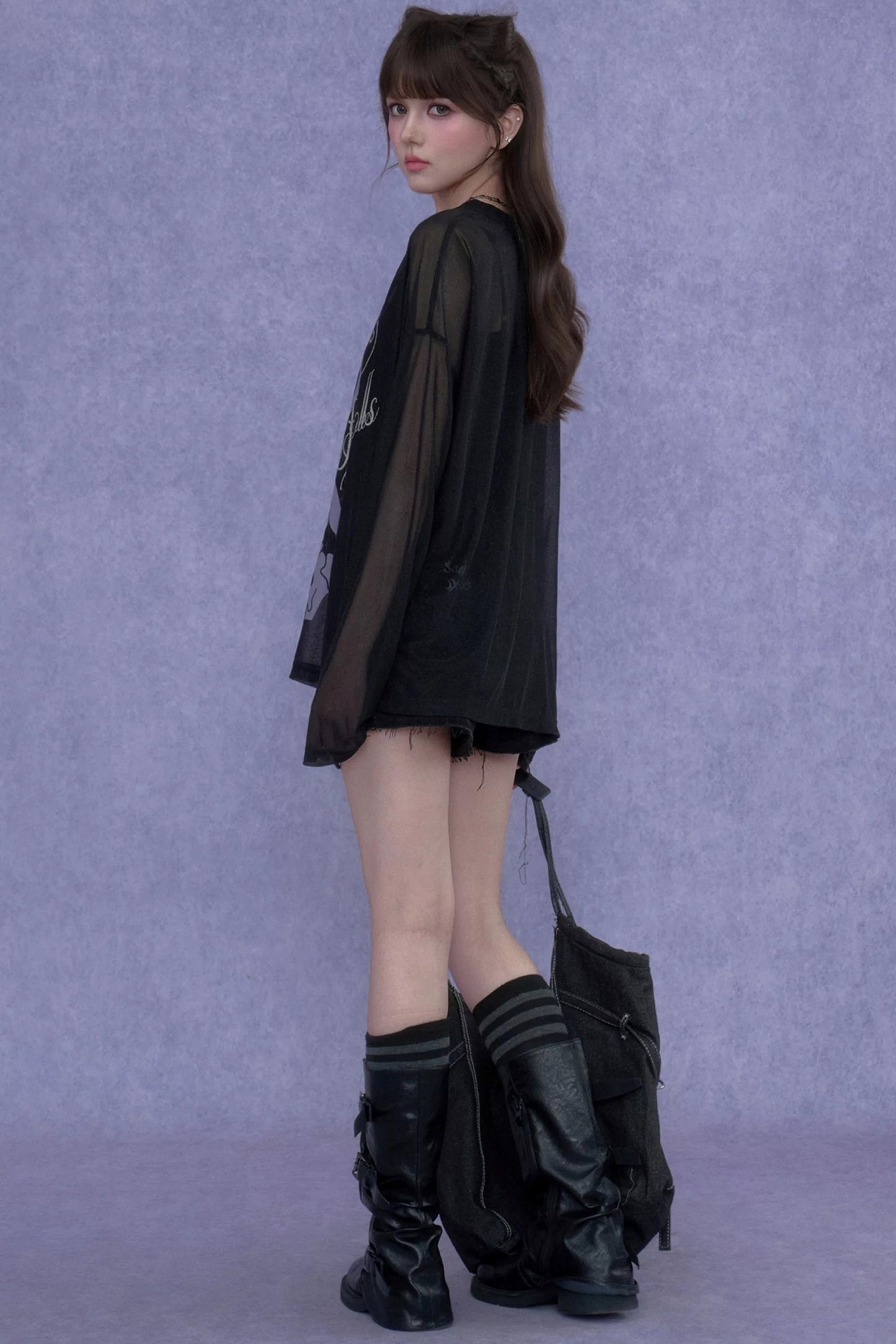 Black & Purple Mesh Cover-Up Set-Up