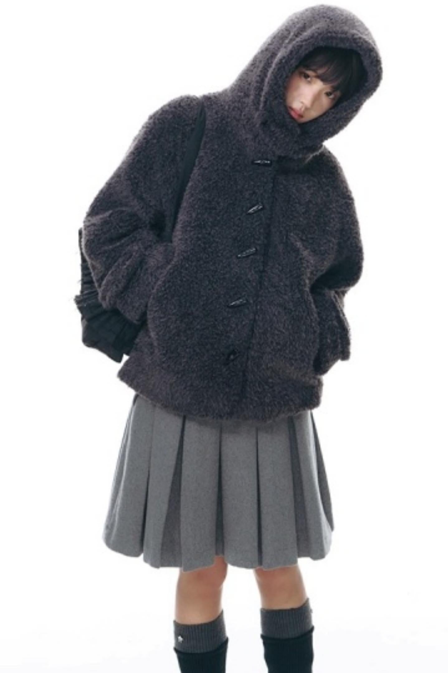 Cozy Hooded Lamb Wool Jacket